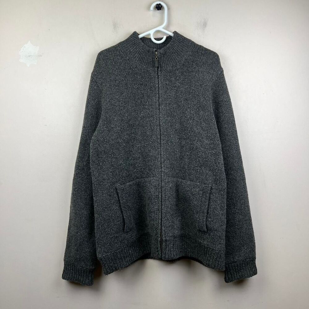 Vintage L.L.Bean Lambswool & Plaid Flannel Lined Sweater 500921 Size XL